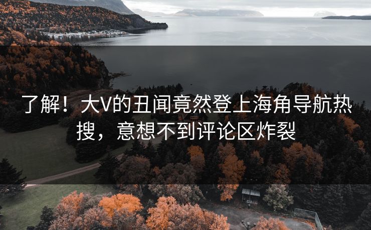 了解！大V的丑闻竟然登上海角导航热搜，意想不到评论区炸裂