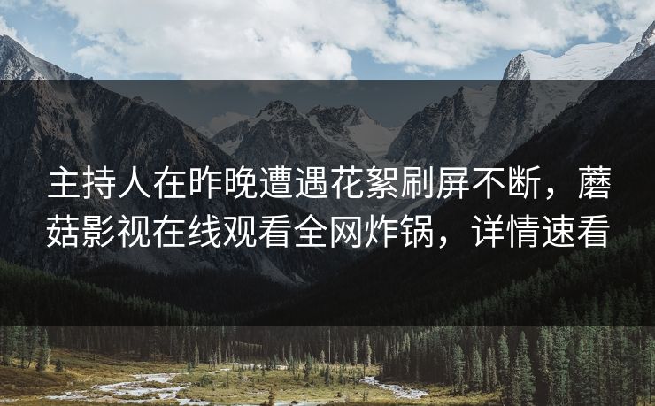 主持人在昨晚遭遇花絮刷屏不断，蘑菇影视在线观看全网炸锅，详情速看