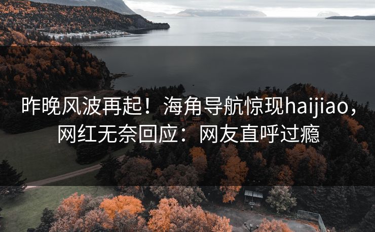 昨晚风波再起！海角导航惊现haijiao，网红无奈回应：网友直呼过瘾