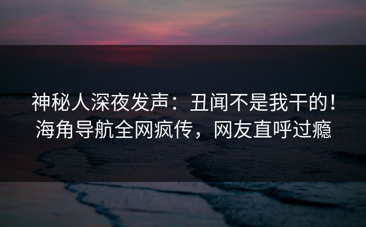 神秘人深夜发声：丑闻不是我干的！海角导航全网疯传，网友直呼过瘾