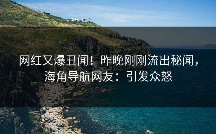 网红又爆丑闻！昨晚刚刚流出秘闻，海角导航网友：引发众怒