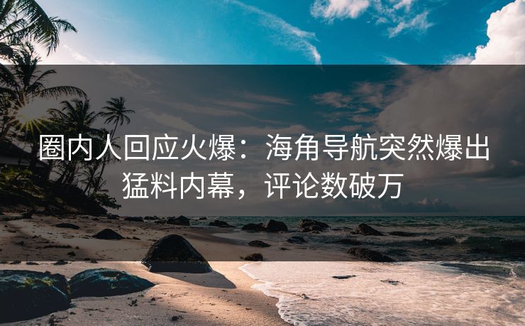 圈内人回应火爆：海角导航突然爆出猛料内幕，评论数破万