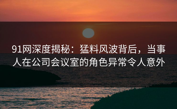 91网深度揭秘：猛料风波背后，当事人在公司会议室的角色异常令人意外