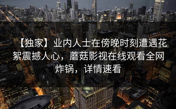 【独家】业内人士在傍晚时刻遭遇花絮震撼人心，蘑菇影视在线观看全网炸锅，详情速看